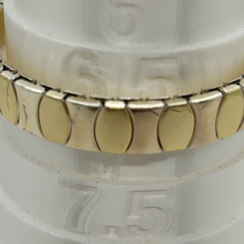 Vintage Two-Tone Gold & Silver Finish Expansion Stretch Link Bracelet Size 7 - Picture 15 of 15